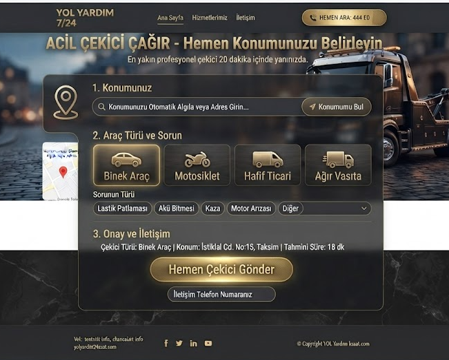 Acil çekici çağırma sistemi